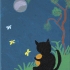 Cat and Butterflies in the Moonlight